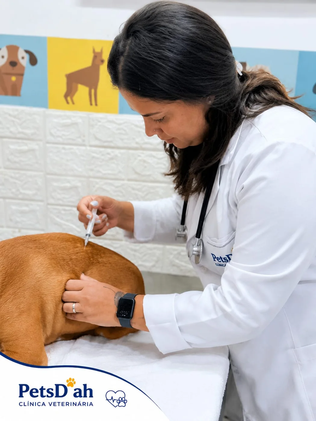 Dra. Dharrana realizando vacinação em paciente